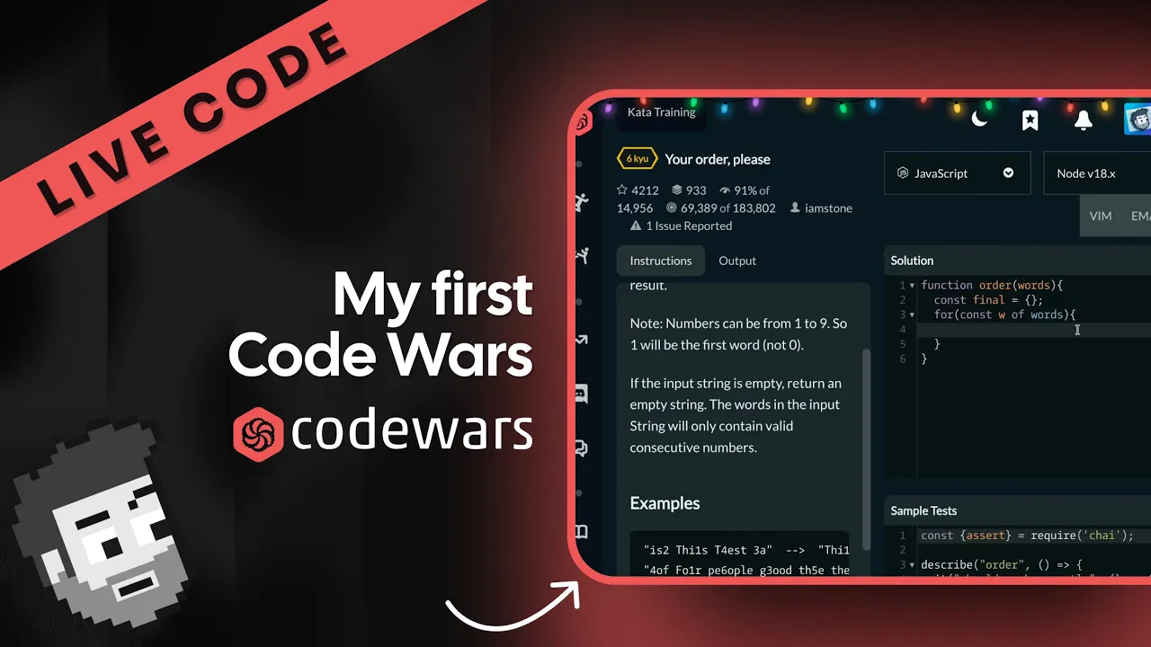 Live code: trying Codewars for the first time